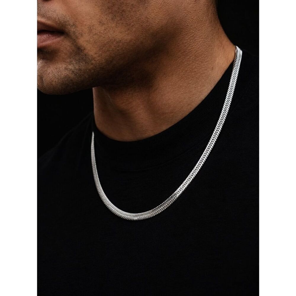 Stainless Steel Herringbone Necklace 
